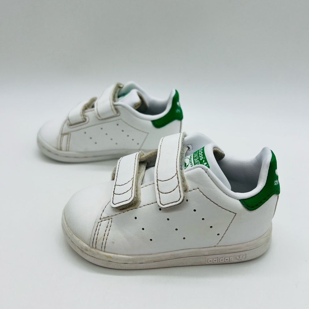 Adidas Stan Smith Baby Sneakers White Leather with Green Accents Size 5.5